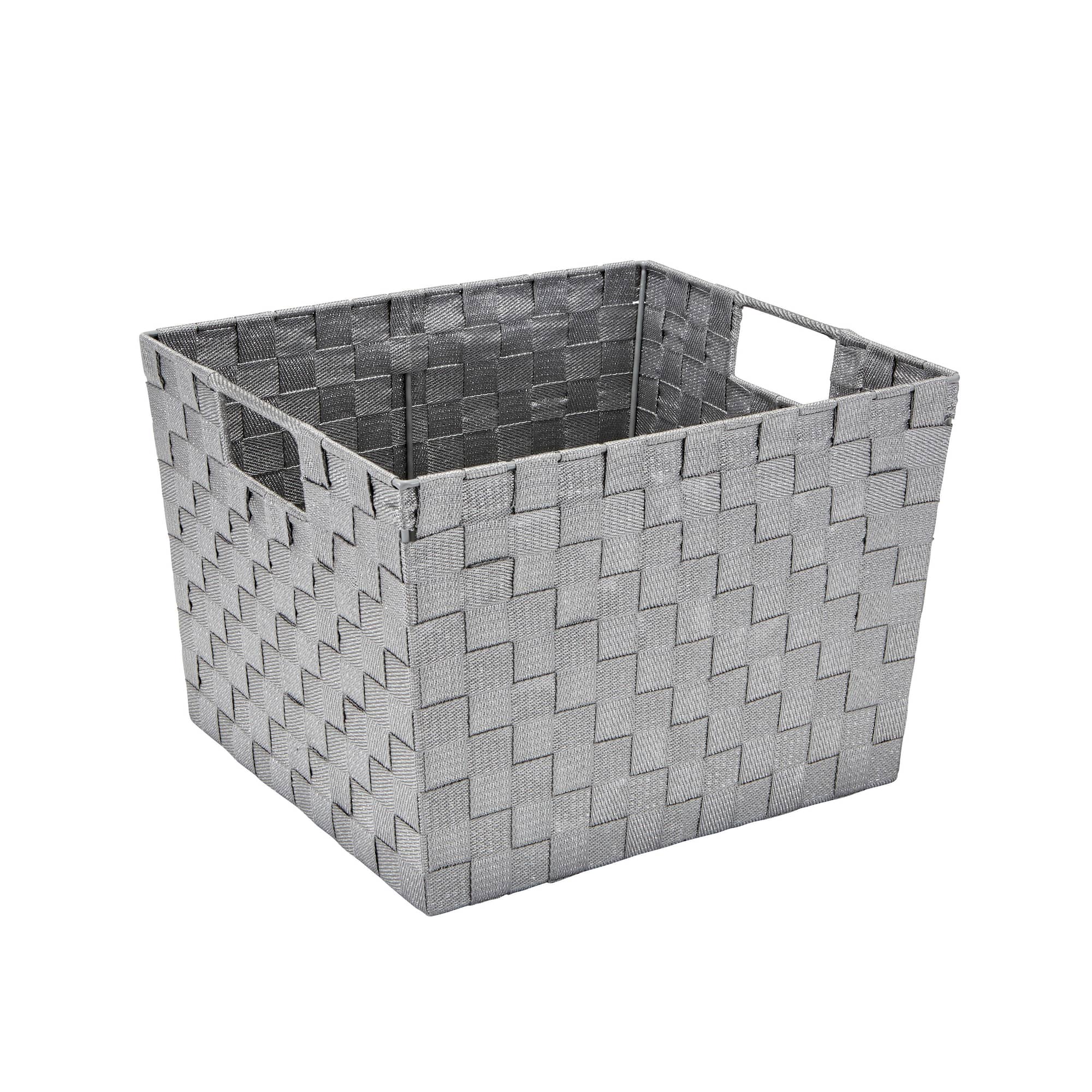 Simplify Lurex Striped Woven Storage Shelf Bin